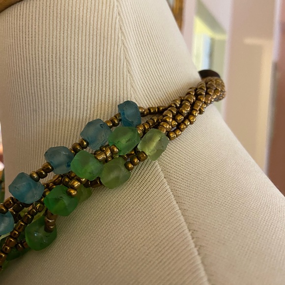 Multi-strand Statement Necklace~Gorgeous Blue/Green Beads & Smaller Accent Beads - Picture 11 of 11